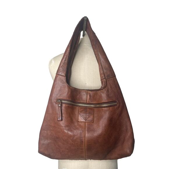 Kompanero Woven Leather Shoulder Bag Brown Cognac Large Boho Artisan Hobo Tote - Picture 7 of 11
